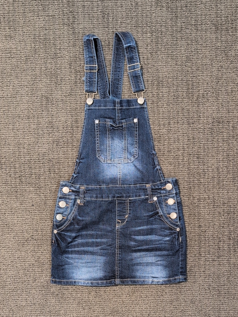 Wallflower Denim Overall Skirt in Light and Dark Blue